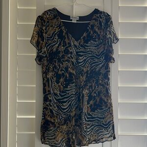 Signature Black and Brown Animal Print Blouse